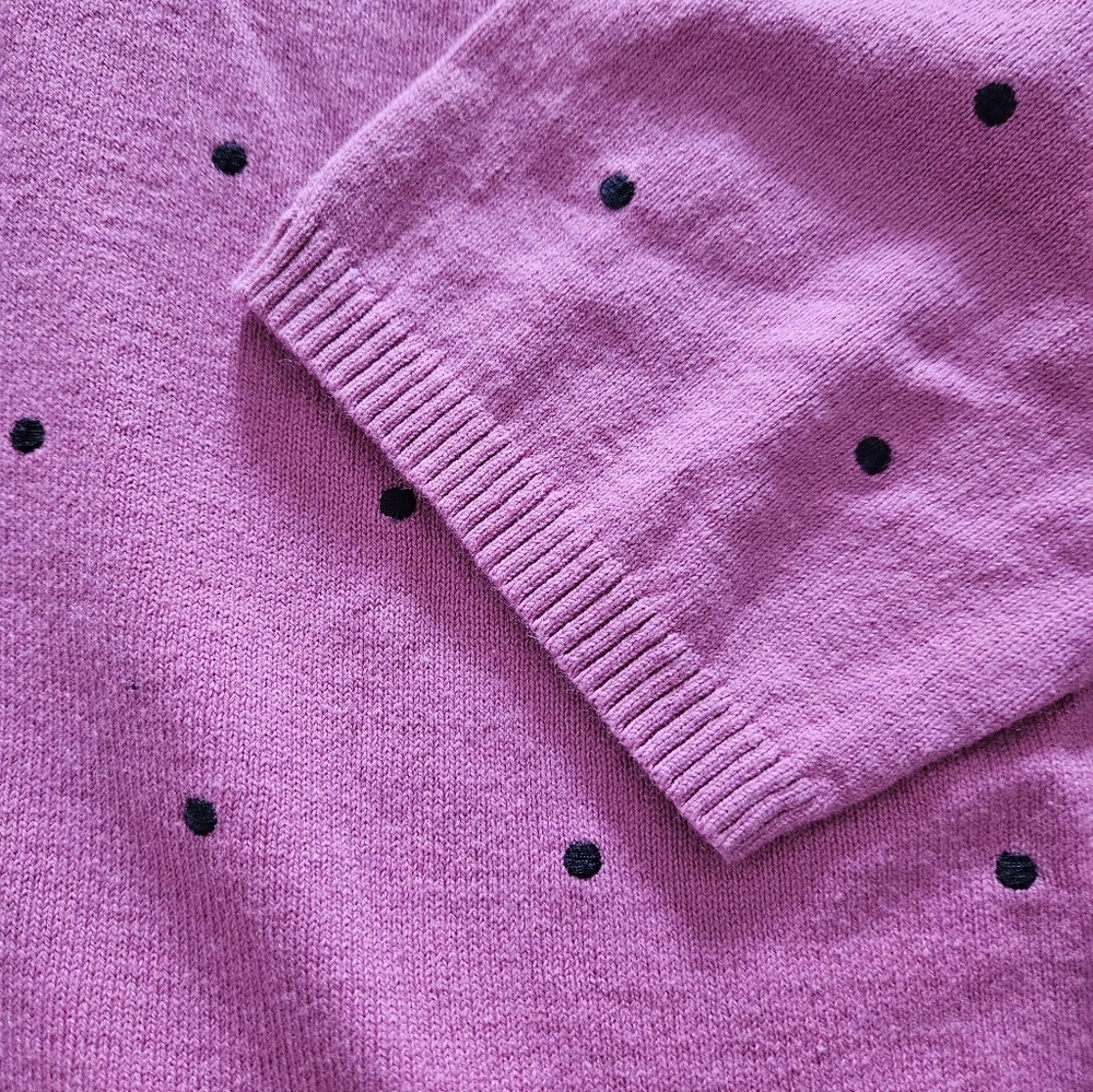 J.Jill Pink Polka Dot Sweater Size L 3/4 Sleeve - Picture 3 of 5
